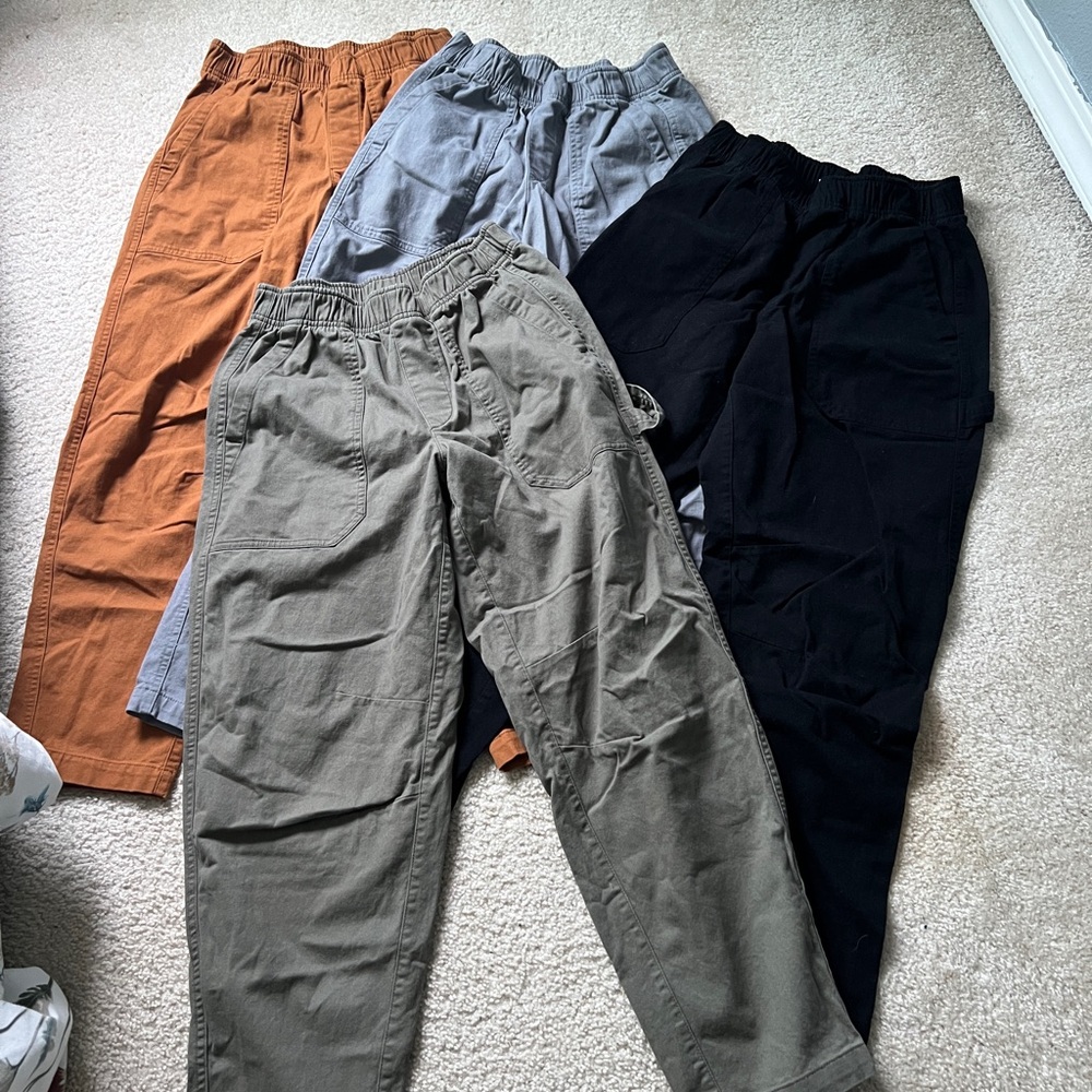 Old Navy High Waisted Pulla Utility Pants - 4 Pair XS Black,Gray,Cinnamon, Olive